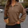 thumbnail image 2 of Women's Half Zip Sweatshirt Casual Long Sleeve Stand Collar Quarter Zip Pullover Fall Shirts Tops, 2 of 6
