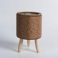 thumbnail image 6 of Woven Basket for Plant with Legs Basket Planter Flowerpot Rustic Rattan Basket Flower Pot for Balcony Apartment Drawing Room Decorations Cylinder Dark Brown, 6 of 10