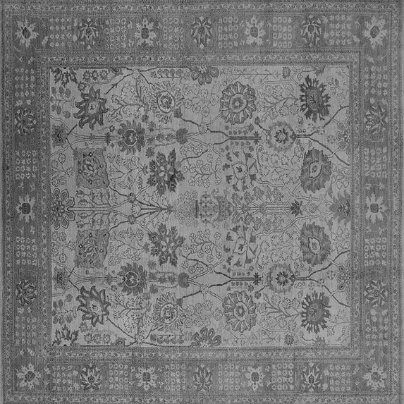 Ahgly Company Indoor Square Oriental Gray Industrial Area Rugs, 8' Square