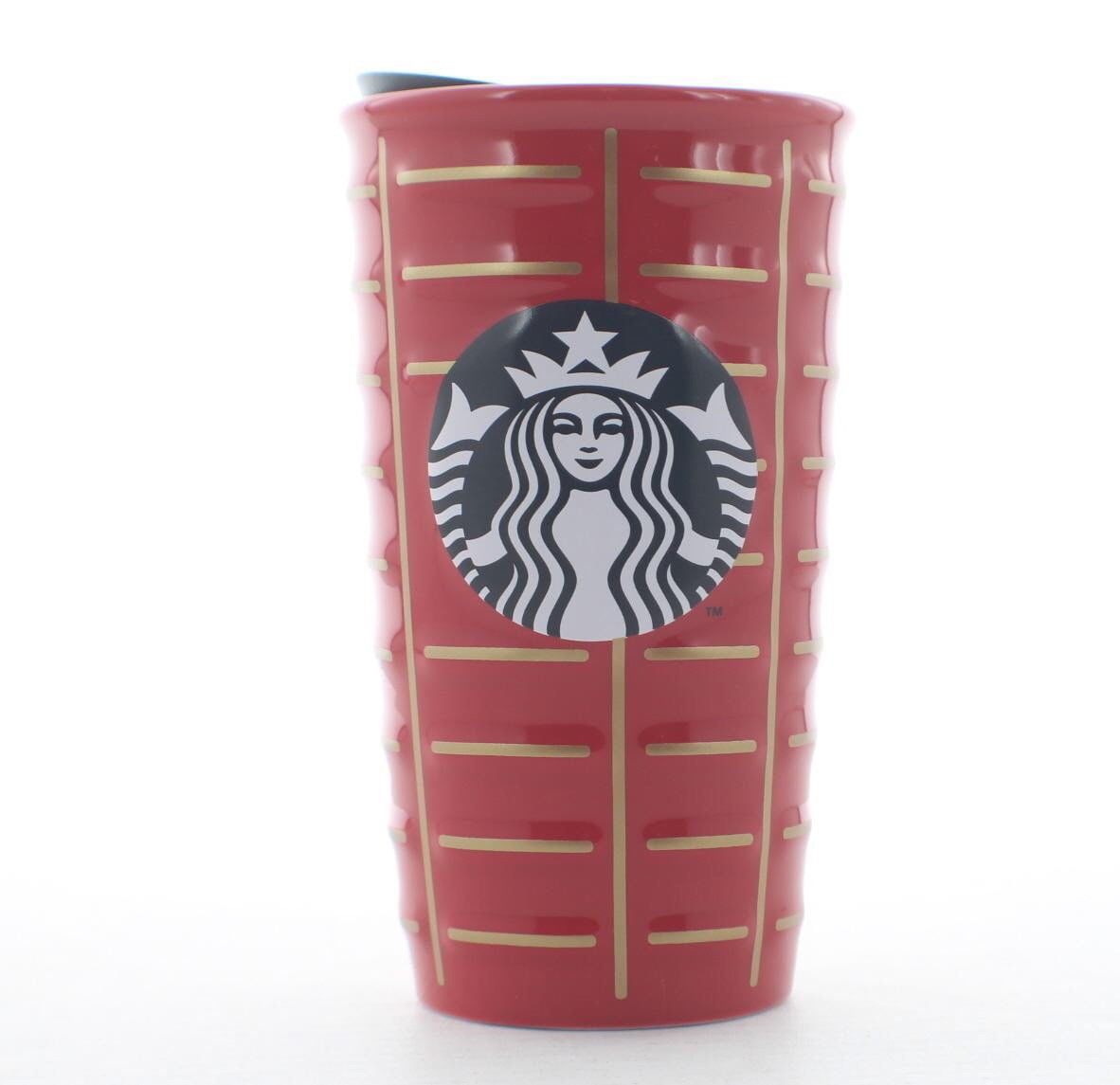 Starbucks 2016 Holiday Siren Ceramic Coffee Travel Tumbler Cup Mug 10 oz. Red