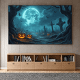 thumbnail image 2 of Spooky Design Halloween Banner Full Moon Graveyard Jack-o'-Lantern Atmospheric Scene for Halloween Party Outdoor Indoor Decoration, 2 of 9