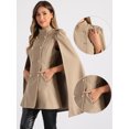 thumbnail image 2 of DARING DIVA Women's Winter Slit Sleeve Double Breasted Cloak Coat Khaki L, 2 of 6