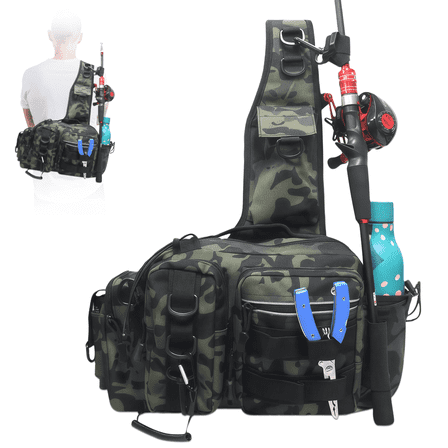 AGOPLEE Fishing Bag Cross Body Sling, Fishing tackle Backpack Unisex Fishing Tackle Bag and Boxes
