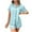 Blue, variant on Timegard 2 Piece Sets for Women Pajamas Lapel Neck Shirts Shorts Homewear Loose Lightweight Outfits