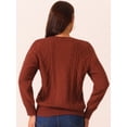 thumbnail image 4 of DARING DIVA V Neck Long Sleeve Sweater Casual Loose Chunky Pullover XL Wine Red, 4 of 5