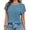 D-Light Blue, variant on Blouses for Women Summer Short Sleeve Crewneck Dressy Shirts Casual Waffle Knit Hollow Out Tunic Tops