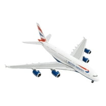 Airbus A380 Commercial Aircraft "British Airways" (G-XLEE) White with Striped Tail 1/400 Diecast Model Airplane by GeminiJets