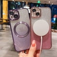 thumbnail image 6 of Compatible with iPhone 13 Magnetic Gardient Glitter Case, Plating Bling Cute Case with MagSafe for Women Girls Full Camera Protector Back Cover for iPhone 13 6.1'' Pink, 6 of 13
