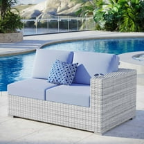 Modway Convene Outdoor Patio Right-Arm Loveseat in Light Gray Light Blue