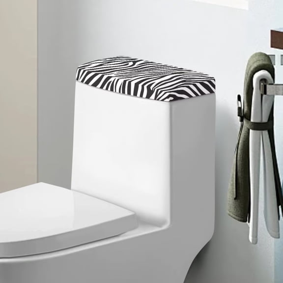 Renewold Zebra Stripe Printed Toilet Tank Lid Cover Splash and Stain Resistant Toilet Tank Protector Cover Stretchable Suitable for Bathroom