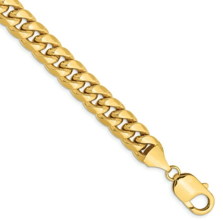 14k Yellow Gold 9.3mm Miami Cuban Chain Anklet Ankle Beach Bracelet 9 Inch (Best Cuban Sandwich In Miami Beach)