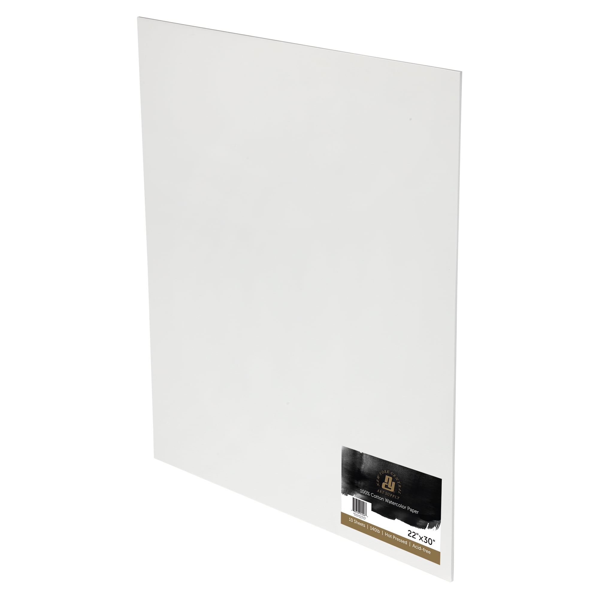 New York Central Watercolor Paper Sheets, 22x30 Inch, 140lb Hot Press, Pack of 50 - Professional Grade, Acid-Free, Archival - For Wet and Dry Media