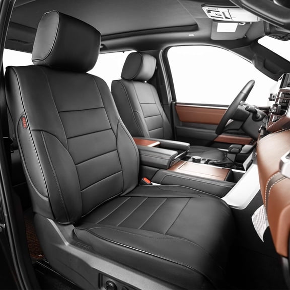 EKR Custom Fit Tundra Car Seat Covers for 2022-2026  Toyota Tundra  CrewMax &Tundra Hybrid &Double Cab,Rear 40/60 Split W/Armrest,Full set Leather Seat Covers(Full Set,Black)