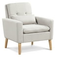 thumbnail image 1 of Gymax Chaise d'Appoint Moderne Mi-Siècle en Tissu de Lin avec Coussin Lombaire Beige, 1 of 8