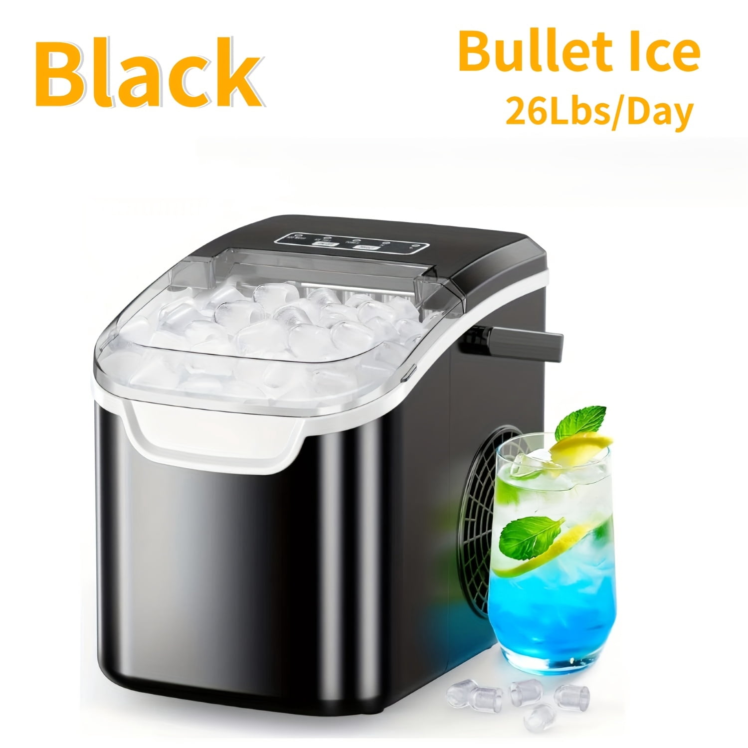 Countertop Nugget Ice Maker, 26/35 Lbs Daily Output, Pebble/Sonic/Bullet/Cube Ice, Self-Cleaning, with Ice Scoop & Basket, Silver Stainless Steel, for Home Kitchen Use