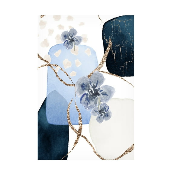 Trademark Fine Art Sally Ann Moss Floral Blue 1 Canvas Wall Art