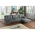 thumbnail image 2 of 2-in-1 Chaise Lounge, Modern Convertible Couch Bed with Solid Wood Legs, Polyfiber Upholstered Futon Couch Bed Sofa Bed with Adjustable Backrest for Bedroom Living Room Small Room Apartment, 2 of 5