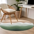 thumbnail image 5 of Abstract Round Area Rugs 3 ft, Sage Green Brown Gradient Waves Beach Lines Washable Small Area Rug with Non-Slip Sturdy Edge Binding Round Front Door Mat Floor Carpet for Entryway, 5 of 9