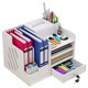 thumbnail image 1 of Organizador de escritorio de oficina y accesorios, Organizador de escritorio con 8 compartimentos + 1 cajón,Con Caja de Pañuelos, Ahorra Espacio para Bolígrafos, Carpetas, 1 of 9