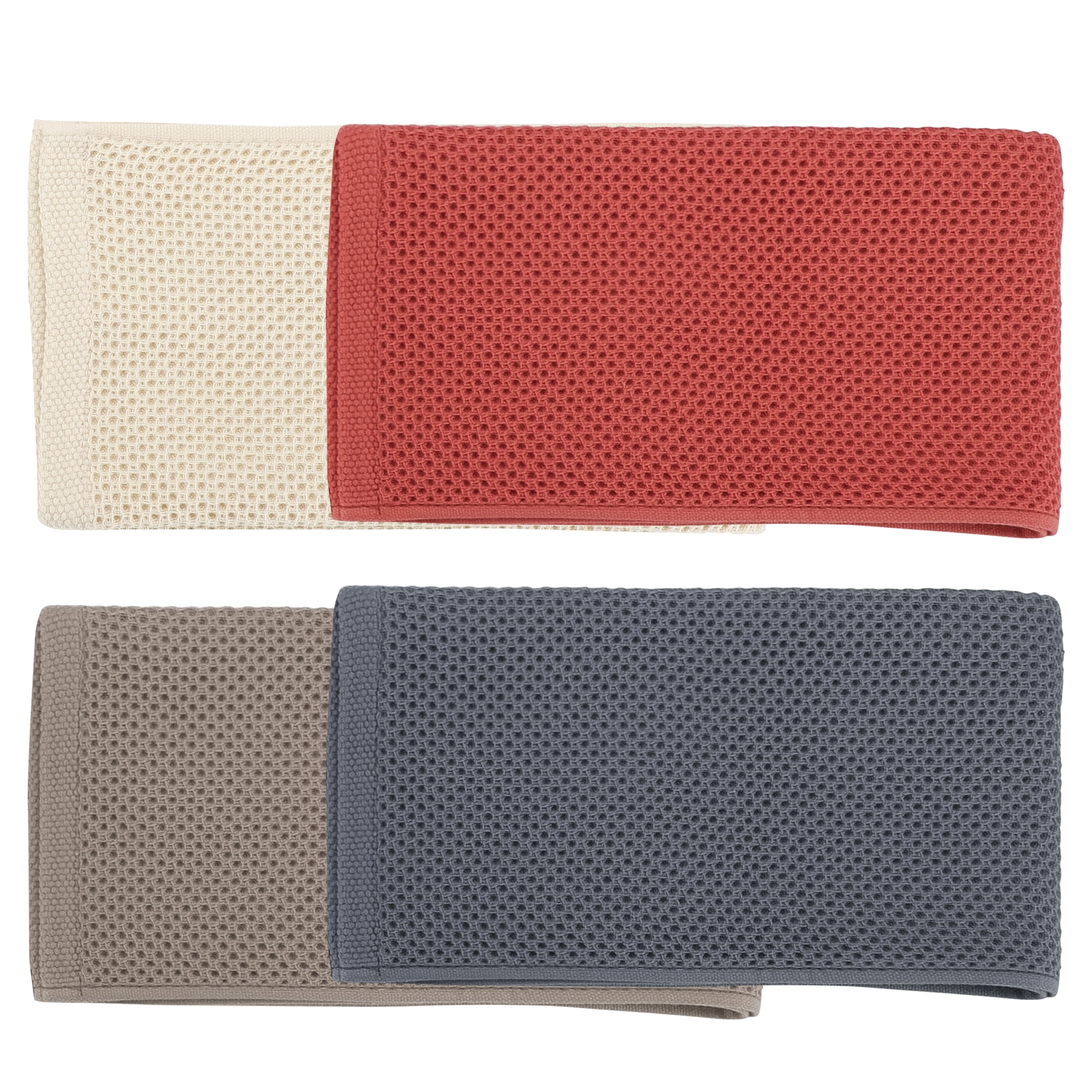 Unique Bargains 4-Pack Soft Absorbent Cotton Kitchen Towels, 13" x 27" Mixed Color