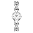 thumbnail image 1 of Reloj femenino Correa de aleación Reloj de pulsera analógico de cuarzo con esfera redonda y diamantes de imitación (blanco plateado), 1 of 2