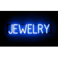 thumbnail image 1 of SpellBrite JEWELRY LED Sign for Business. 28.0" x 6.3" Blue JEWELRY Sign Has Neon Sign Look With Energy Efficient LED Light Source. Visible from 500+ Feet, 8 Animation Settings., 1 of 4