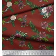 thumbnail image 2 of Soimoi Red Heavy Canvas Fabric Leaves & Ranunculus Floral Print Fabric by the Yard 58 Inch Wide, 2 of 3