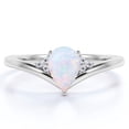 thumbnail image 1 of JeenMata Anillo de Compromiso con Ópalo de Fuego Azul en Forma de Lágrima y Moissanita de 0,80 TCW en Oro Blanco de 18 K sobre Plata, 1 of 6