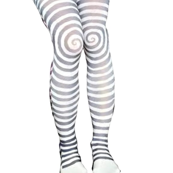 Women's Japanese Subcultures Punk White Silk Pantyhose Stockings Spirals Striped Patterned Opaque Tights Leggings Hosiery
