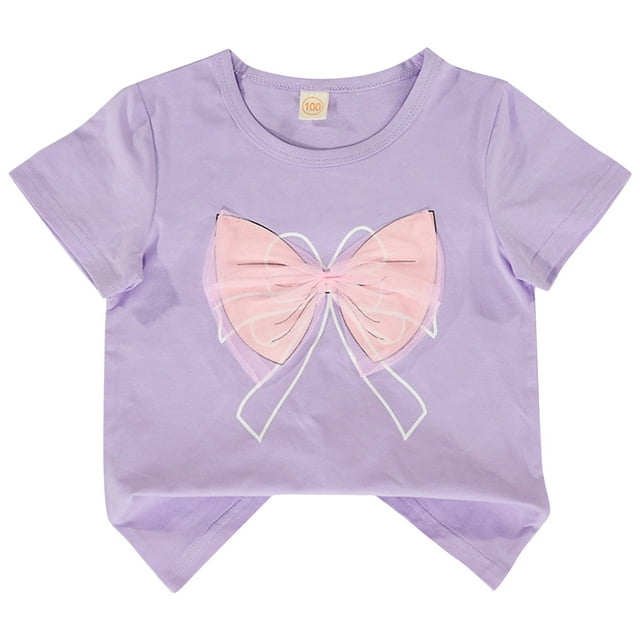Cathalem T-Shirt à Manches Courtes à Col Rond pour Filles T-Shirt Graphique T-Shirt Décontracté à Manches Courtes Hauts, Violet 130