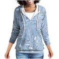 thumbnail image 2 of Heisall Womens Hoodies Spring Autumn Daily Wear Floral Print Raglan Sleeve Long Sleeve Fashion Casual Hooded with Pocket Zipper 2025 New Design Tops, 2 of 7