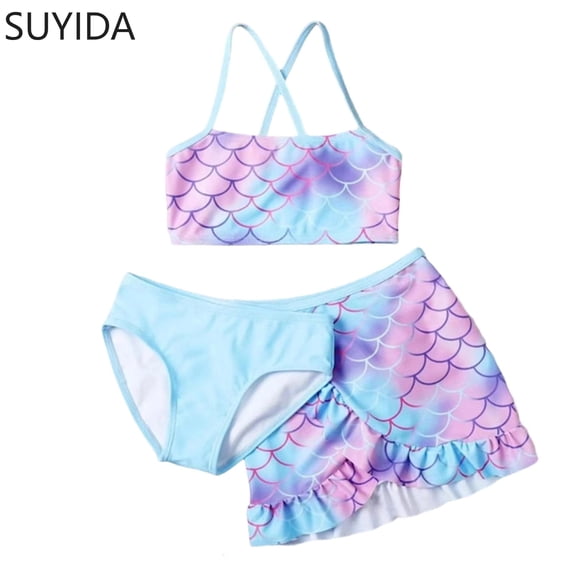Girls Tankini Swimsuits Size 10 Rash Guard Bikini Set Tie-Straps Tankini with Shorts 3 Piece Color Block Bathing Suit for Girls