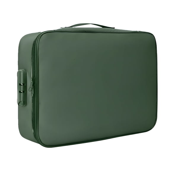 XIBUFE File Storage Boxes Fireproof Waterproof,Document Safe Fireproof Locking File Storage Chest Fire Security Box,Fireproof File Box with Lock with Inserts Bags and Zipper,Green