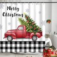 thumbnail image 6 of Merry Christmas Shower Curtain, Christmas Tree Red Truck Winter Snowflake Gray Buffalo Plaid Fabric Shower Curtains Set Holiday Farmhouse Bathroom Decor , Waterproof Polyester with Hooks, 72x72, 6 of 6