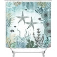 thumbnail image 2 of 4PCS Funny Shark Shower Curtain Sets with Rugs, Waterproof Fabric Shower Curtain, Blue Ocean Red Starfish Fish Sea Animal Marine Life Colorful Coral Reef Beach Coastal Nautical Bathroom Decor, 2 of 7