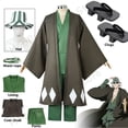 thumbnail image 2 of Disfraz de Anime Bleach Urahara Kisuke Gotei 13, uniforme tipo kimono, capa, pantalones, sombrero, para fiesta de carnaval y Halloween, 2 of 5