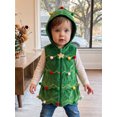 thumbnail image 3 of RUINIXCW Toddler Baby Girl Christmas Tree Costume Kids Fall Winter Warm Vest Jacket Little Girl Boy Star Pompom Sleeveless Zipper Hoodie Jacket Coat, 3 of 10