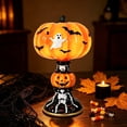 thumbnail image 7 of Xingjin Halloween Resin Pumpkin Night Light with Witch Hat, LED Table Lamp with Warm Glow, Spooky Skeleton Decor for Home Indoor Party and Desktop, 7 of 7