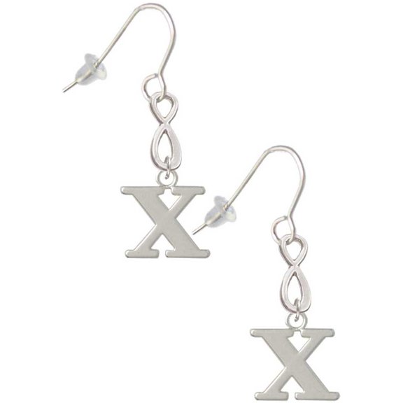 Delight Jewelry Silvertone Large Initial - X - Silver tone Infinity French Earrings