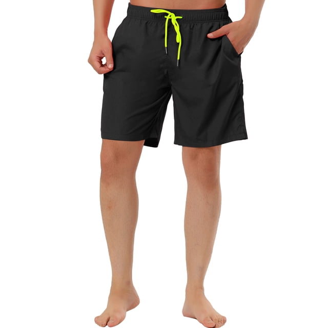 Pantalones cortos de baño de verano INSPIRE CHIC para hombres con cintura ajustable y forro de malla 30 Negro