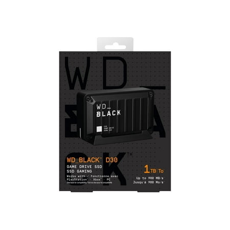 WD - D30 1TB Game Drive for PlayStation and Xbox External USB Type-C Portable SSD - Black