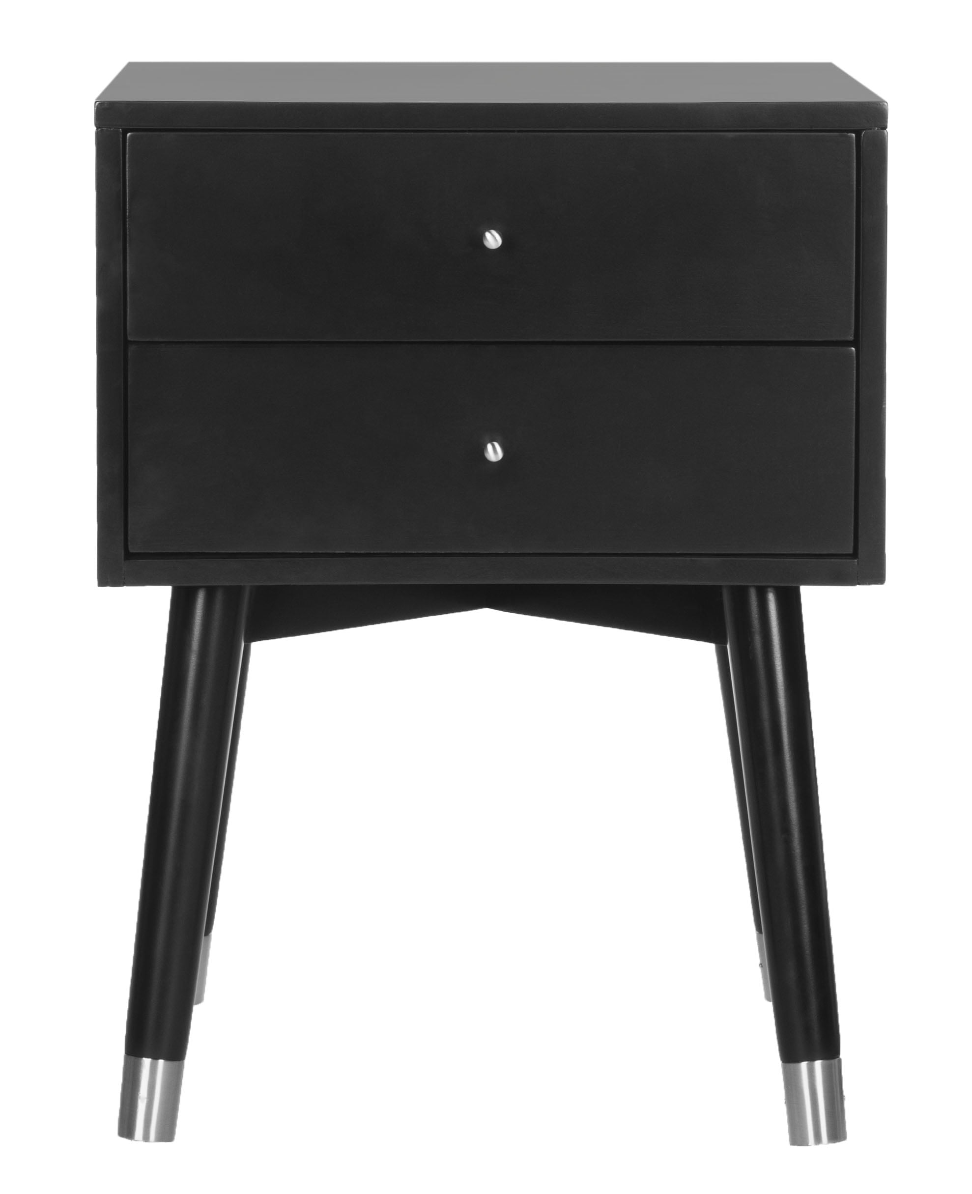 Safavieh Lyla 2Drawer MidCentury Retro Night Stand, Black/Silver