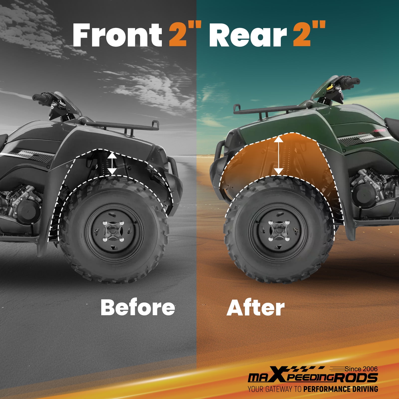 Maxpeedingrods 2" Lift Kit Front Rear Fit For Polaris Sportsman Xp 1000 2016-2022 31" Tire Up