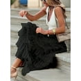 thumbnail image 4 of Women'S Long Maxi Tulle Skirts A Line Ruffle High Waisted Tiered Layered Mesh Tutu Skirt Petticoat Black XL, 4 of 6