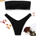 thumbnail image 2 of Traje de baño sexy con espalda abierta y cuello halter con diseño dividido, traje de baño push up de verano, conjunto de bikini de playa de color sólido, 2 of 8