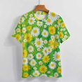 thumbnail image 3 of Floral Colorful Flower Women's Short Sleeve T-Shirt Crew Neck Casual Summer Trendy Loose Fit Tops, 3 of 6
