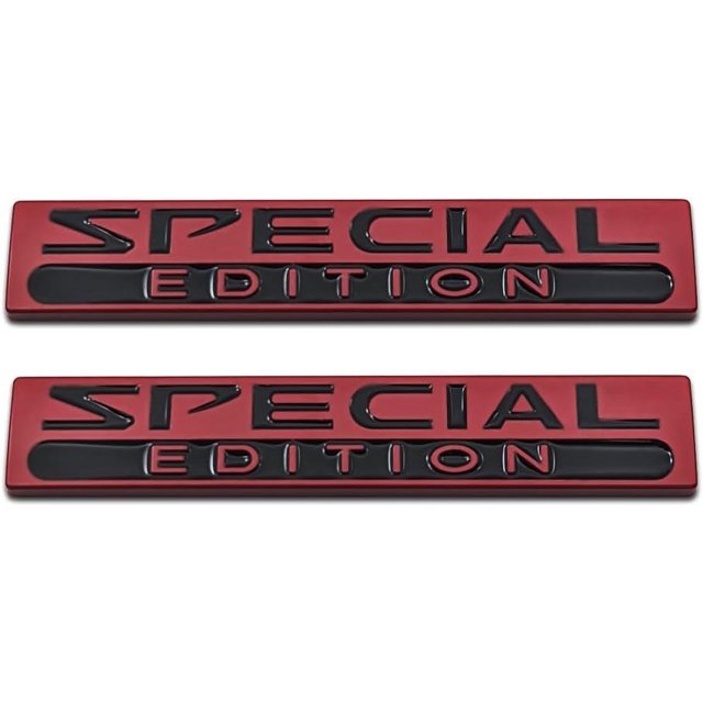 HUGFEGWE 2Pcs Chrome Metal Car Special Edition Logo Rear Trunk Sport Emblem Racing SUV Coupe Sticker 3D Decal (Red&Black) AZ824-27288