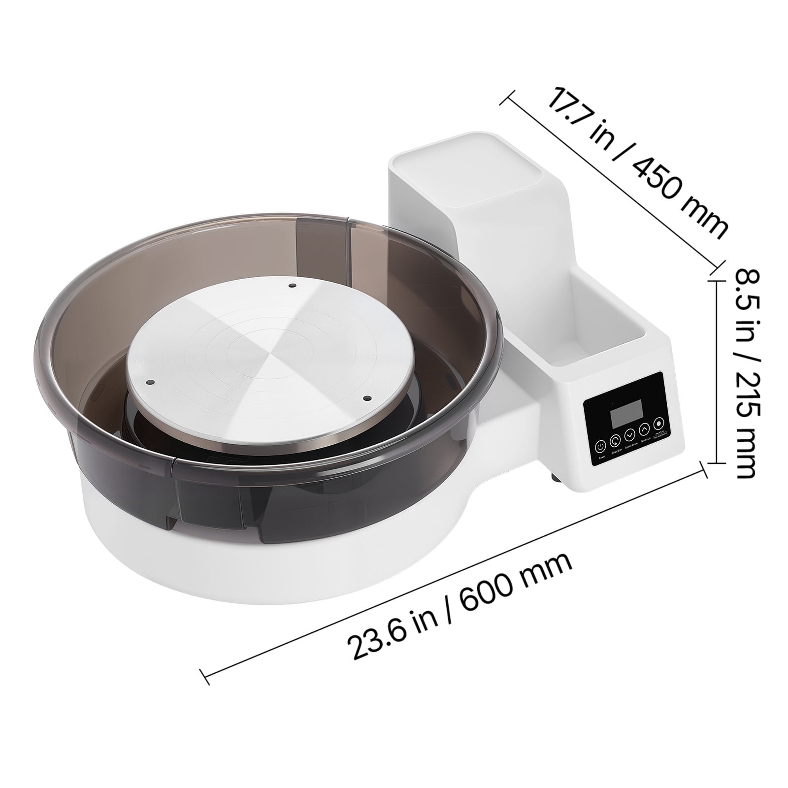 KFFKFF Electric Pottery Wheel for Adults, 14" and 11" Turntables, 450W Tabletop Wheel with Foot Pedal, Adjustable Speed 30-300 RPM, Removable Basin, Ideal for Beginners and DIY Clay Projects, White