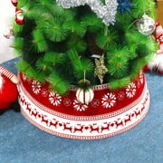 BIGTREE Xmas Christmas Tree Collar Buffalo Plaid Snowflake Red Black Base Cover