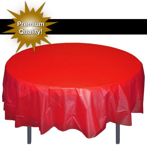 Premium 12 Pack Red Plastic, Red Round Tablecloth Plastic